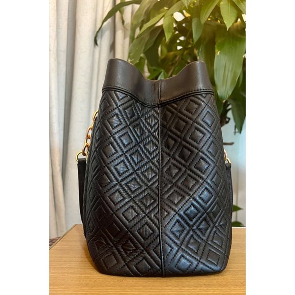 ♦️♦️ TORY BURCH AUTHENTIC BLACK LEATHER FLEMING/ALEXA HANDBAG ♦️♦️ - Picture 8 of 16